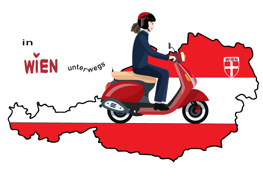 Illustration Moped durch Wien